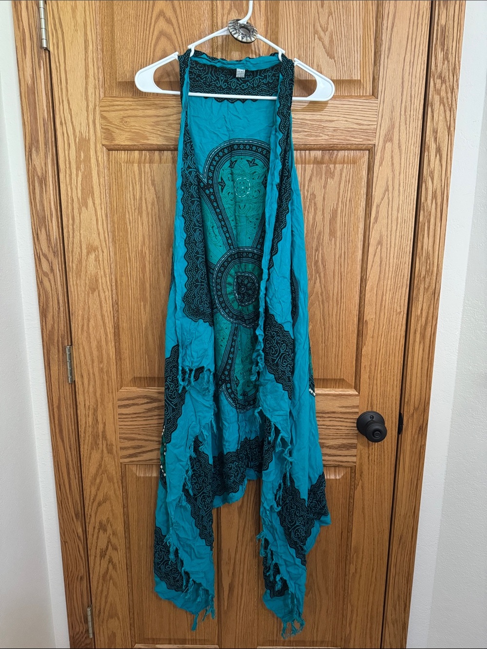 Teal Bohemian Women's Swim Coverup with Black Print